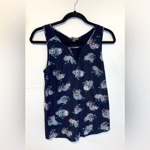 Navy Floral Sleeveless Top - Small